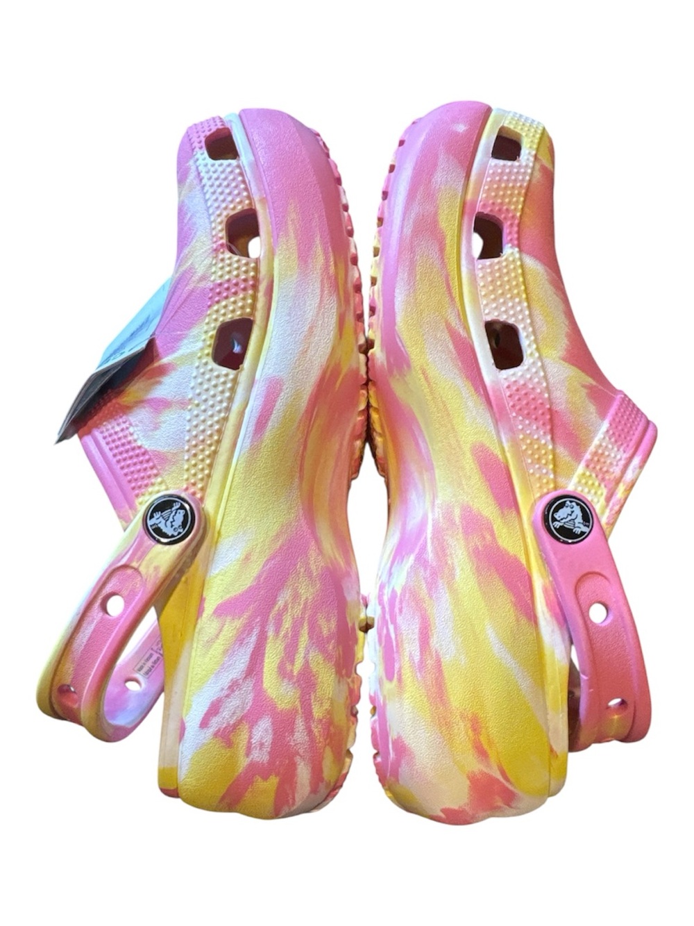 ⭐️NWT⭐️Crocs Tie-Dye Pink & Yellow Clog Sandals-Size 7